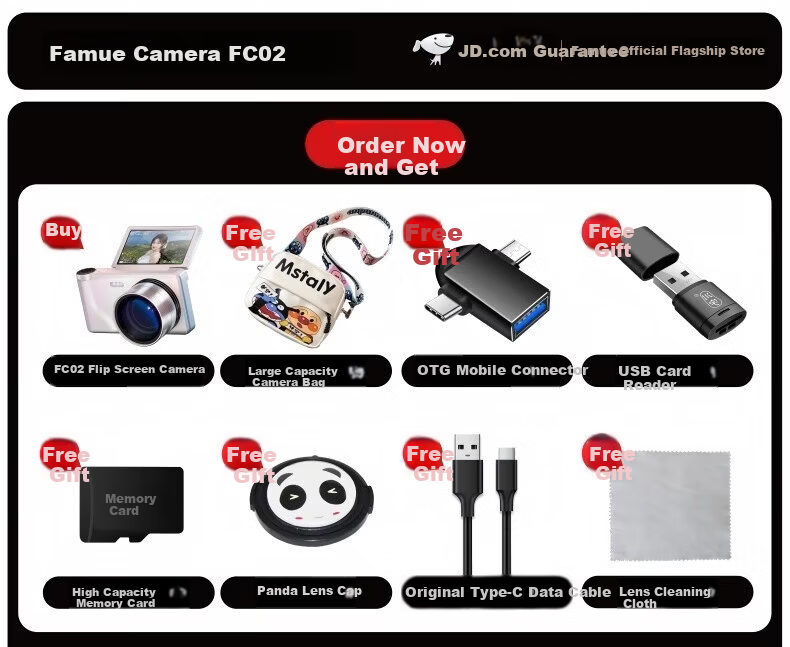 FAMUE HD CCD Digital Camera Student Retro Beauty Card Camera Girls Flip Screen Selfie Campus Travel Vlog Entry-Level Camera Birthday Gift 64G White 1