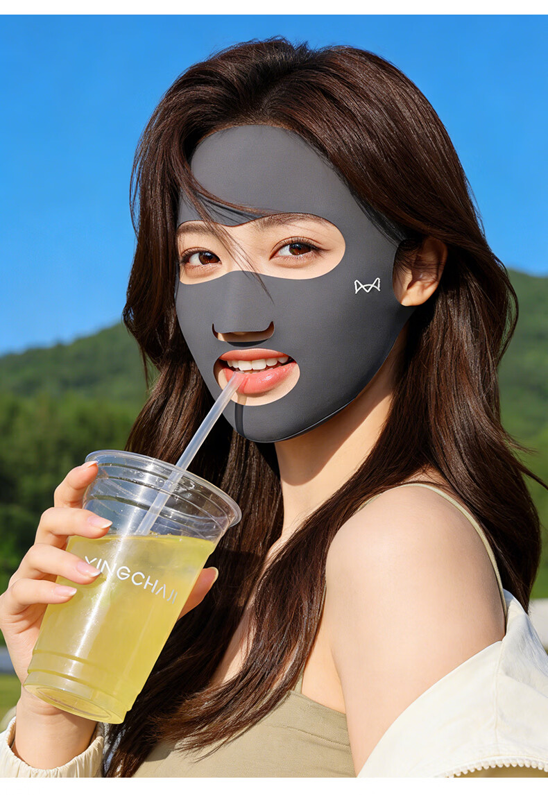 Miiow Full Face Sunscreen Mask for Women UV Protection Summer Sports Breathable Running Sunshade Face Bikini with Mouth and Nose Coverage 13