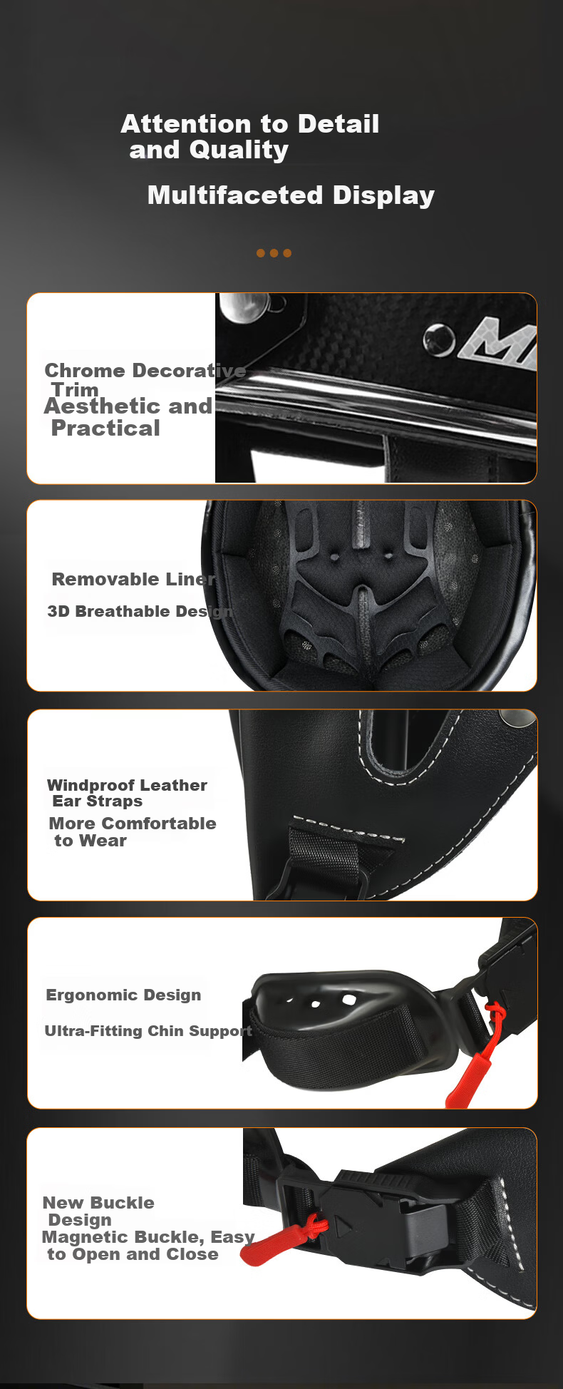 Mypick Carbon Fiber Retro Motorcycle Half Helmet 3C Certified Summer Lightweight Scooter Helmet High-End Safety Helmet Glossy Black XL (61-62) 11