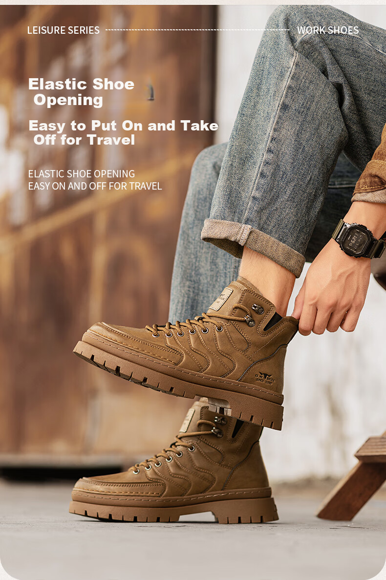 Bull Family [Zhang Ruoyun Edition] Men's Martin Boots Autumn Winter New Retro Versatile High-end Men's Boots Thick-soled Height-increasing Work Boots 2