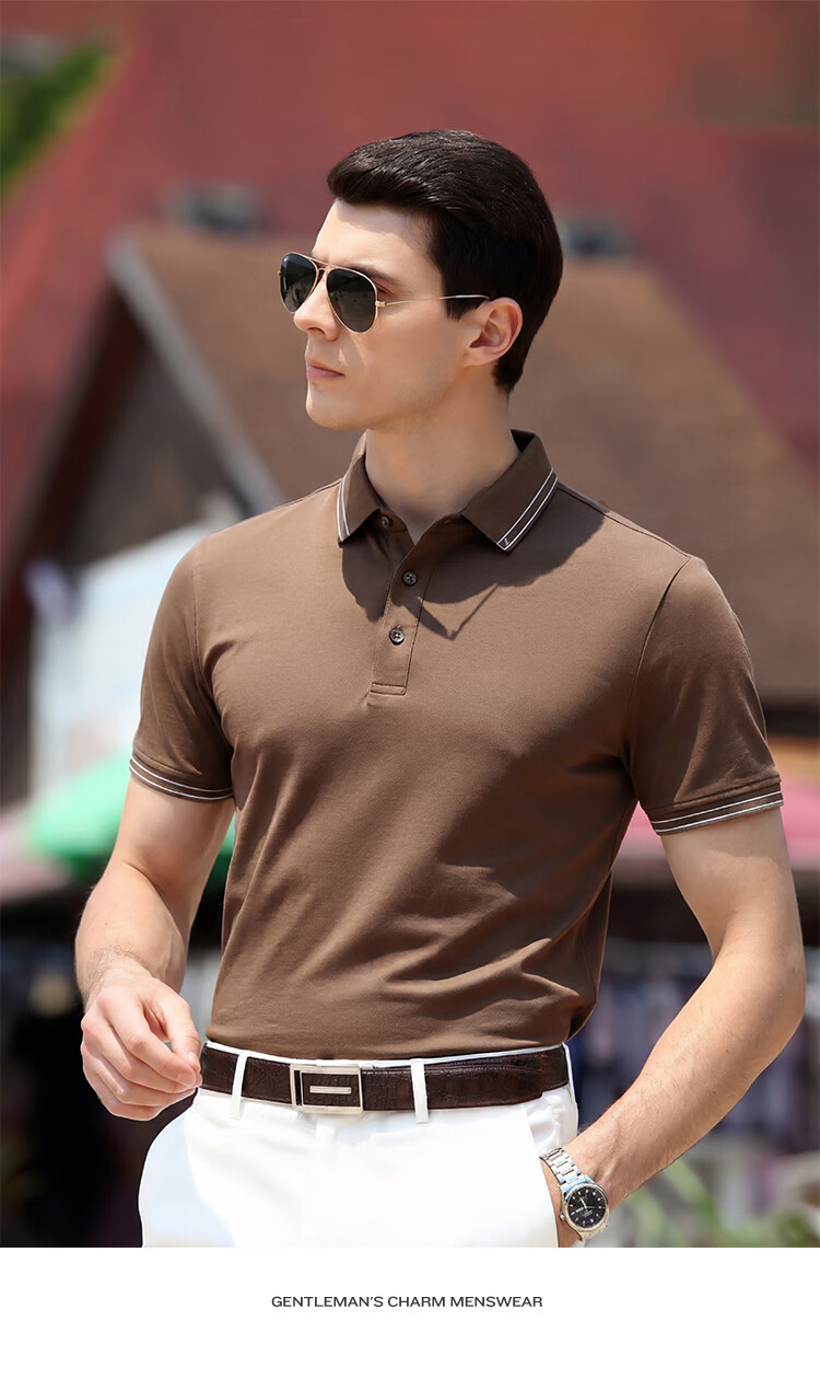 Andongniao [Mulberry Silk & Breathable Cotton] Luxury Business Summer Solid Color Short-Sleeve Polo Shirt, Men's Classic Versatile Collared T-Shirt 7
