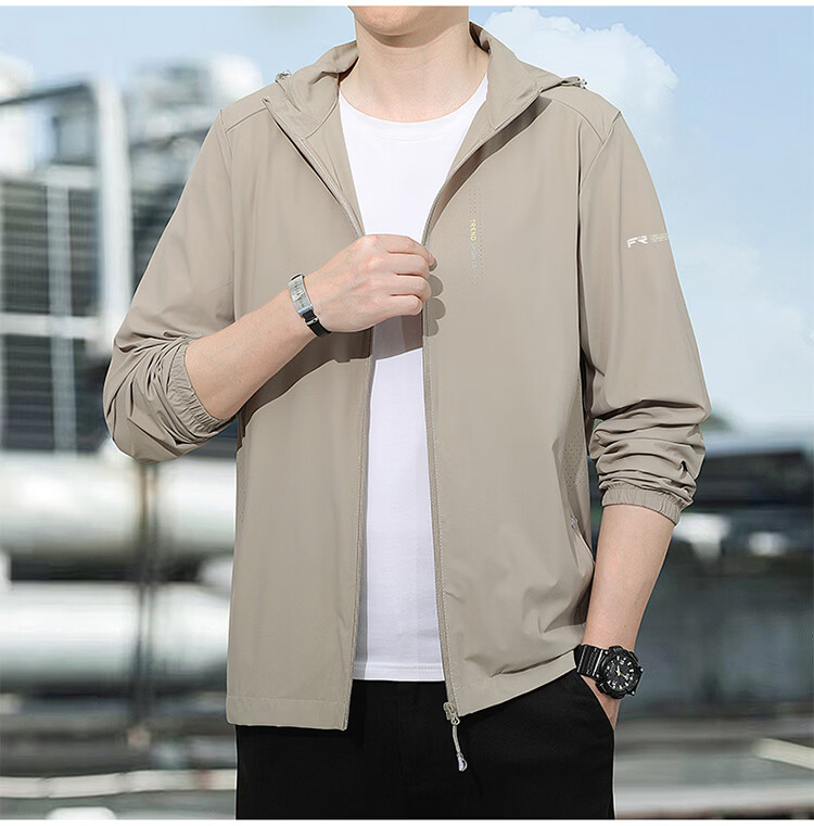 ROMON Men's Sunscreen Jacket Summer Ice Silk Quick-Dry Lightweight Breathable Casual Outdoor Fishing Coat Dark Gray M 8856 13