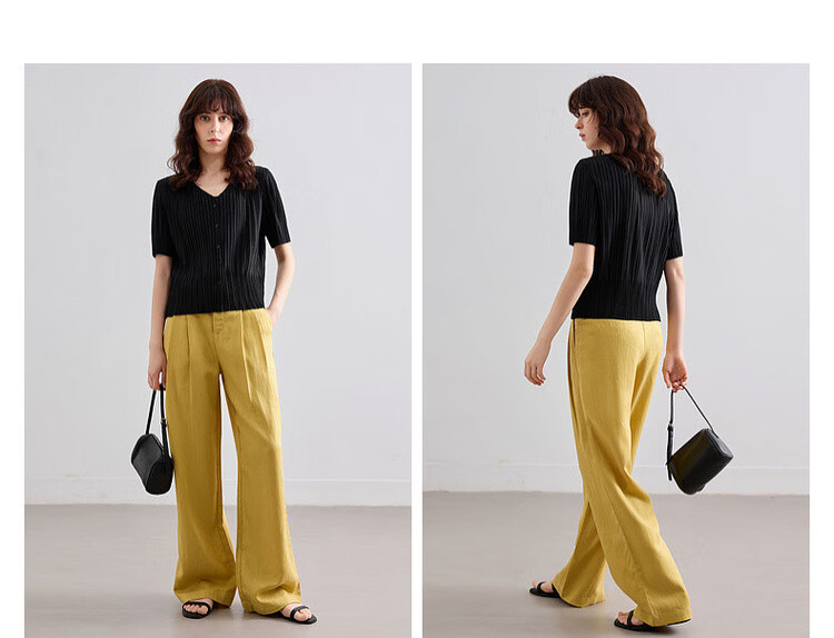 Demana [with Linen Lyocell] Summer Simple Commuter Draped Wide-Leg Pants Loose Slim Fit Versatile Women's Casual Trousers 11