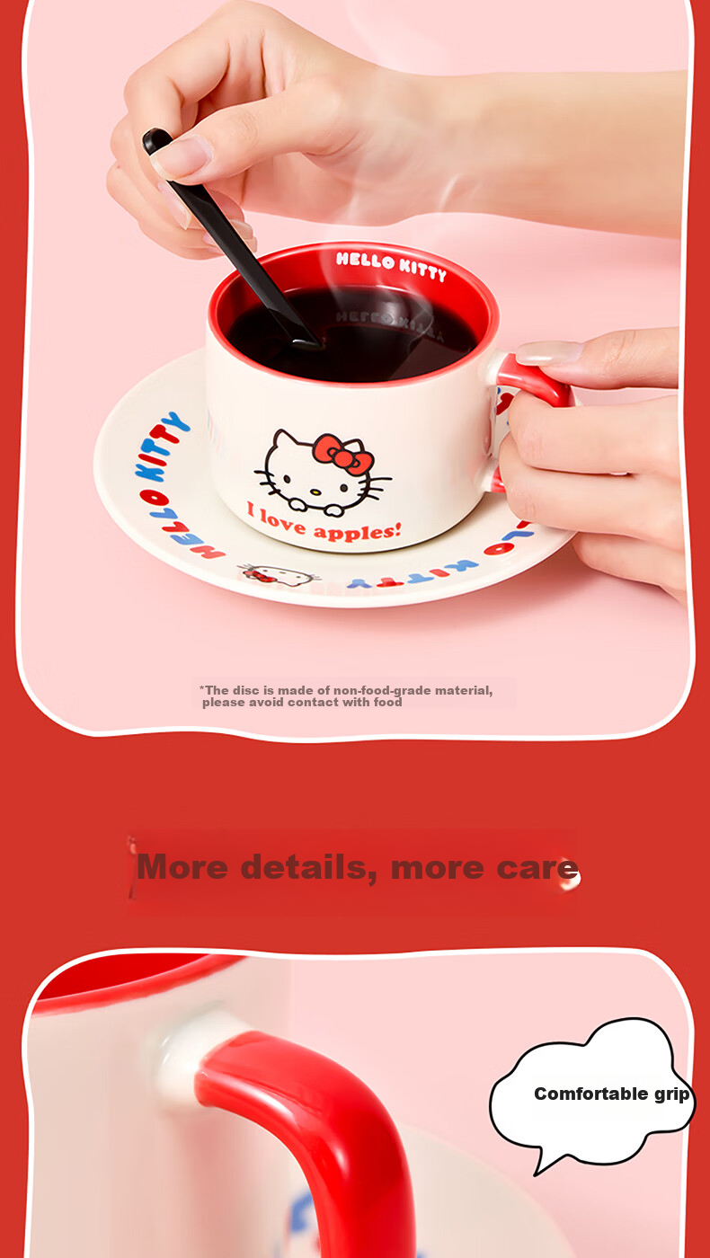 MINISO Hello Kitty Apple Season Series Ceramic Mug with Saucer 200mL 4