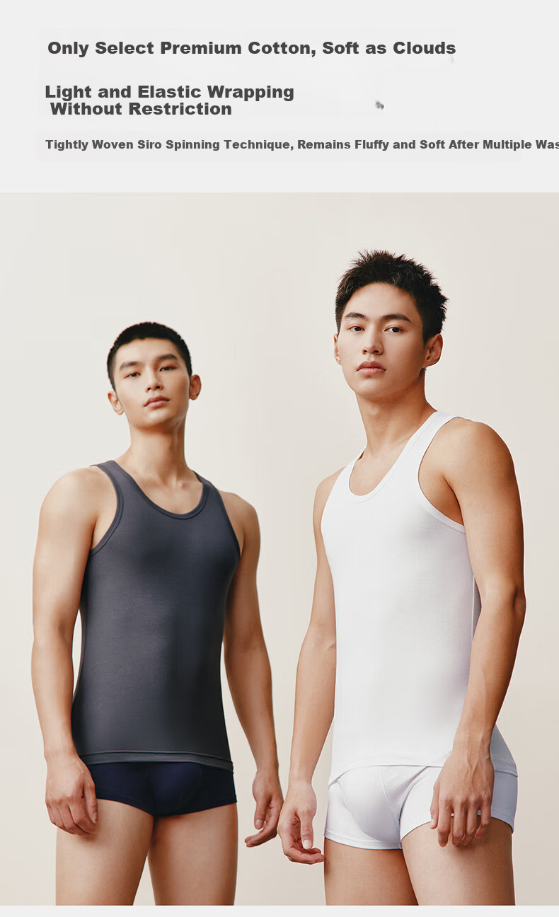 THREEGUN [2-Pack] Men's 3A Antibacterial Anti-Mite Breathable Stretch Cotton Sports Tank Top 2