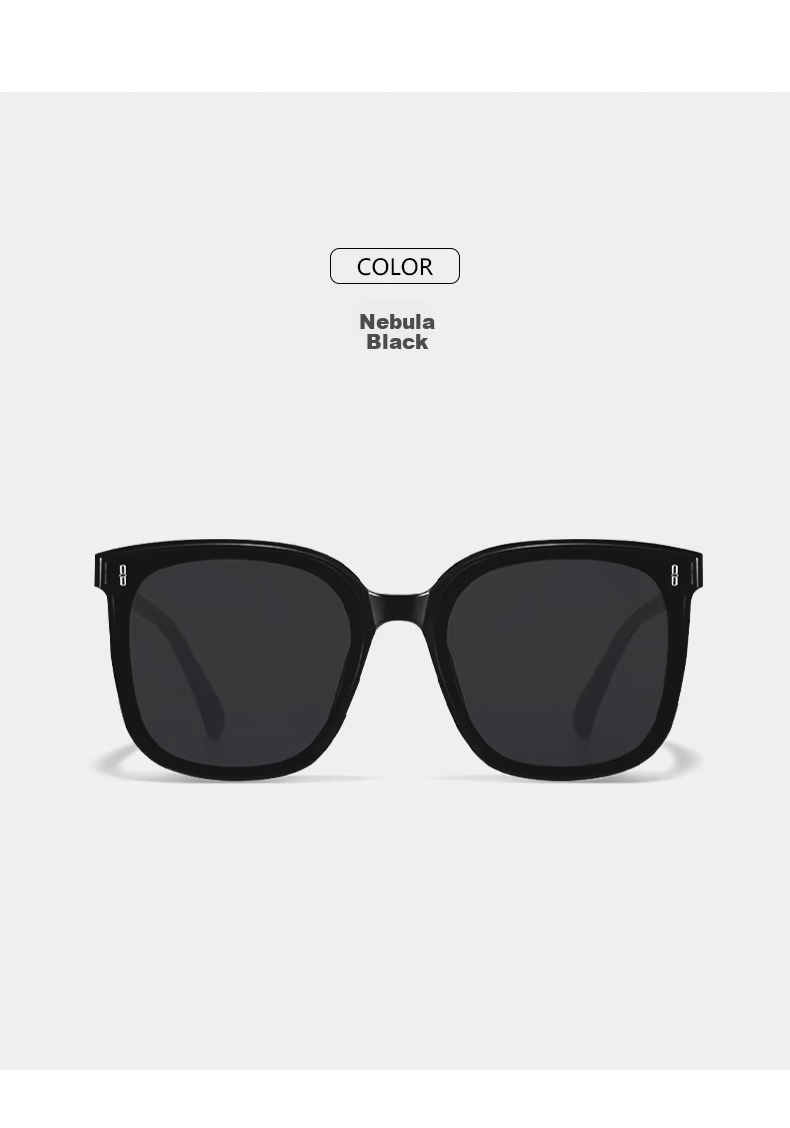 LOESY Versatile Slimming Fashion Polarized Sunglasses UV Protection Driving Black Frame Black Gray Nylon Non-Polarized 18
