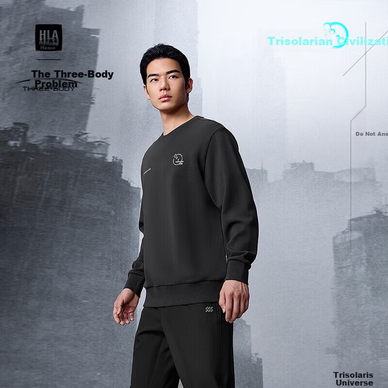 HLAHLA Men's Sports Sweatshirt Three-Body Civilization Super Symbol Series Crew Neck Long Sleeve Autumn