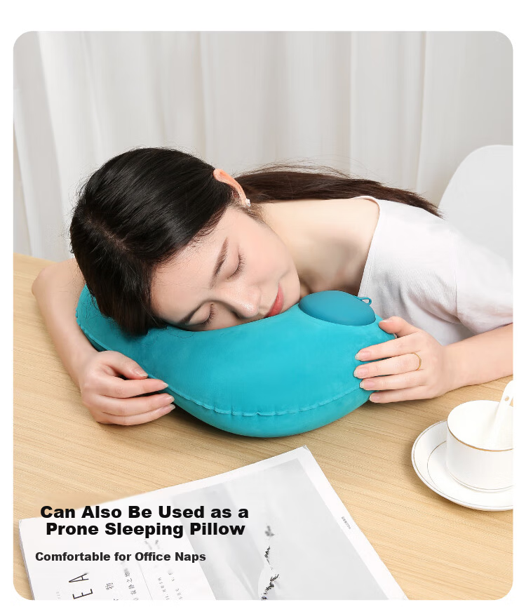 Kelorock Inflatable U-Shaped Travel Pillow Press-to-Inflate Portable Neck Pillow for Airplane High-Speed Train Sleep Support 9