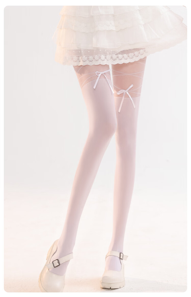 Langsha Pure Desire Sexy Sheer Pantyhose Women's Thin Tights Spring Summer Skin-Friendly Spliced Bowknot Base Stockings 11