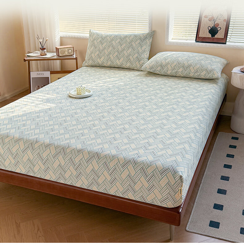 SOMERELLE Class A Mattress Cover Coarse Fabric Cooling Mat Thickened Cooling Mattress Protector Cover 180*200cm + Pair of Pillowcases 2