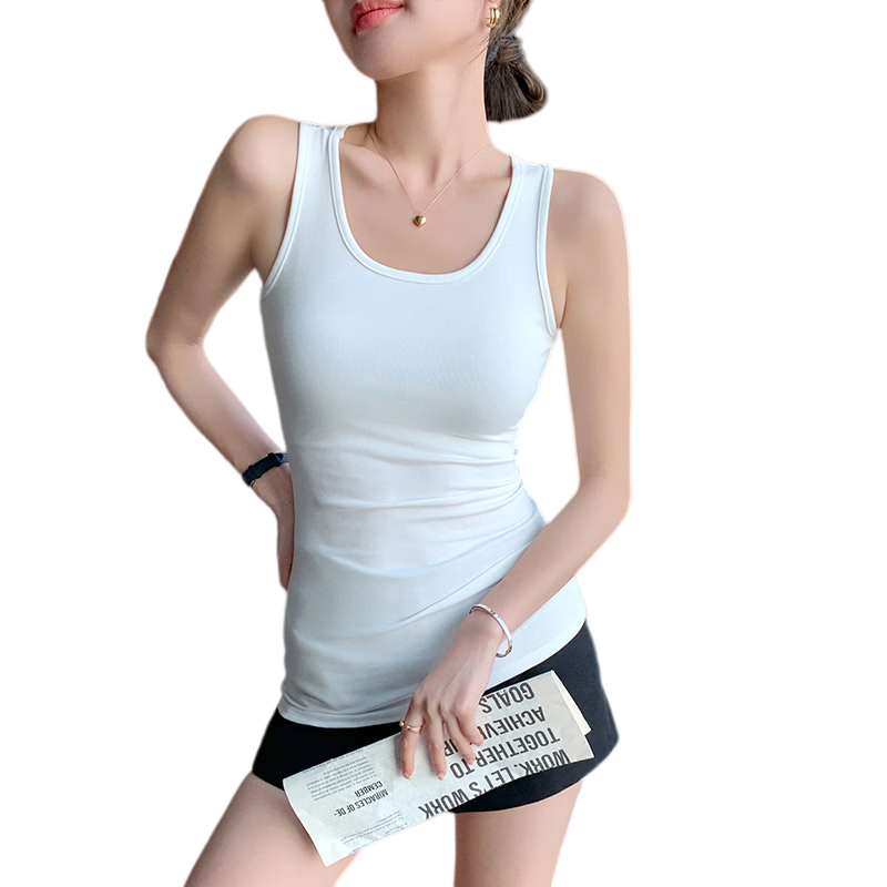 Langsha Women's Mid-Length Slim Fit U-Neck Sleeveless Tank Top, New Style, Extended Length, Layering and Outerwear