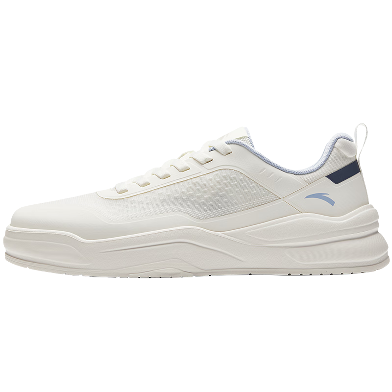 Anta Jiao Tan V1 Men's Casual Sneakers Leather Mesh Breathable Soft Thick Sole Height Increasing White Sports Shoes