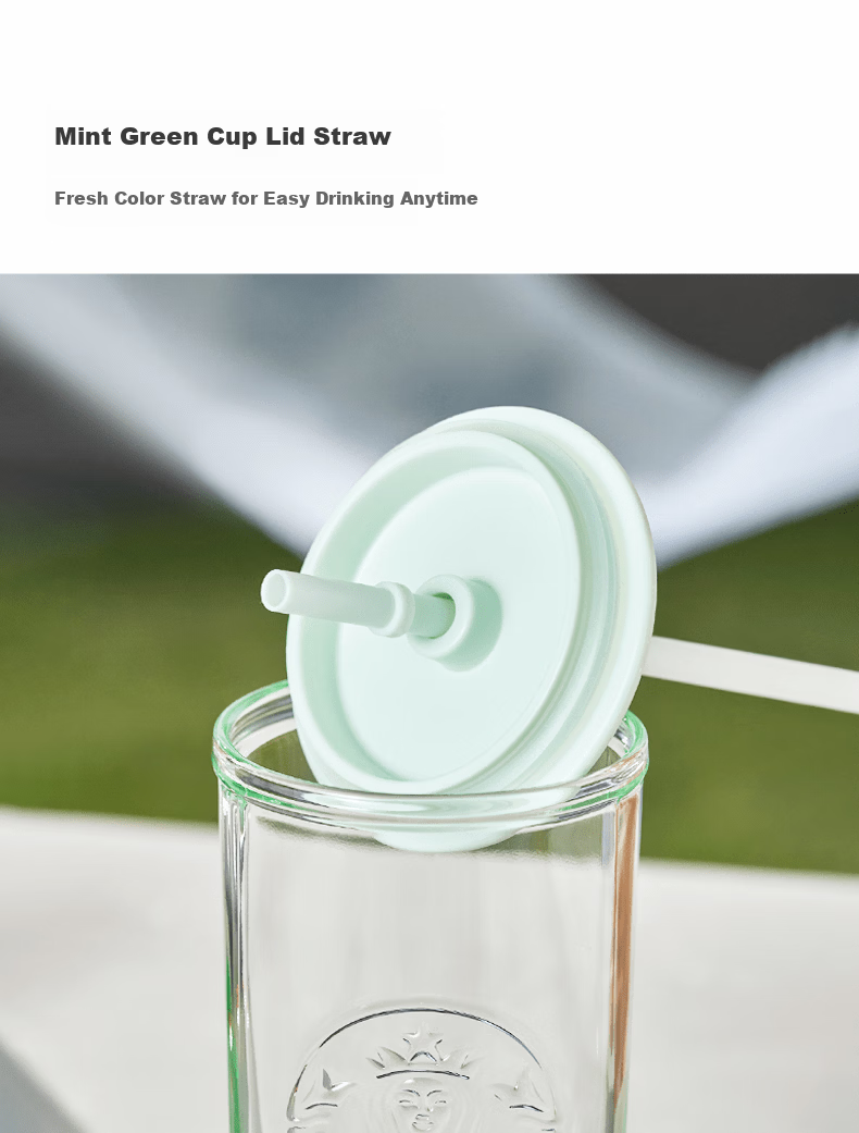 Starbucks Mint Green Series Triangular Glass Straw Cup 473ml Coffee Tea Water Cup Women's Day Gift 2