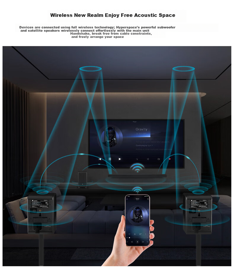 HiVi Hyperspace Soundbar 3.1.2 Channel Dolby Audio Home Theater Gaming TV Speaker Gray 6