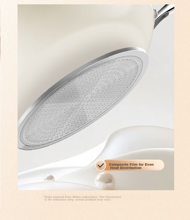 Midea Non-Stick Flat Frying Pan Titanium Grade 1 Spark Oil Concentration Steak and Egg Pan for Gas and Induction Cooktops 11