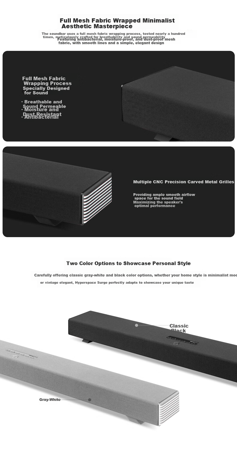 HiVi Hyperspace Soundbar 3.1.2 Channel Dolby Audio Home Theater Gaming TV Speaker Gray 1