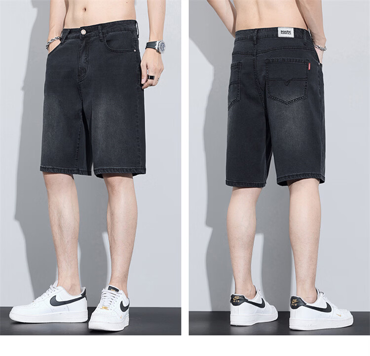 MARK FAIRWHALE Men's Tencel Denim Shorts Summer American High Street Lyocell Ice Silk Five-Point Thin Casual Pants 19