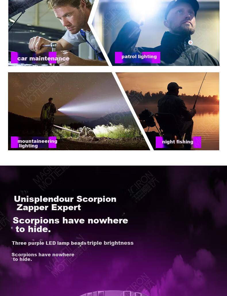 MOTIE Scorpion Flashlight Special UV Light for Scorpion Catching Outdoor Rechargeable High-Power Long-Range Torch 5