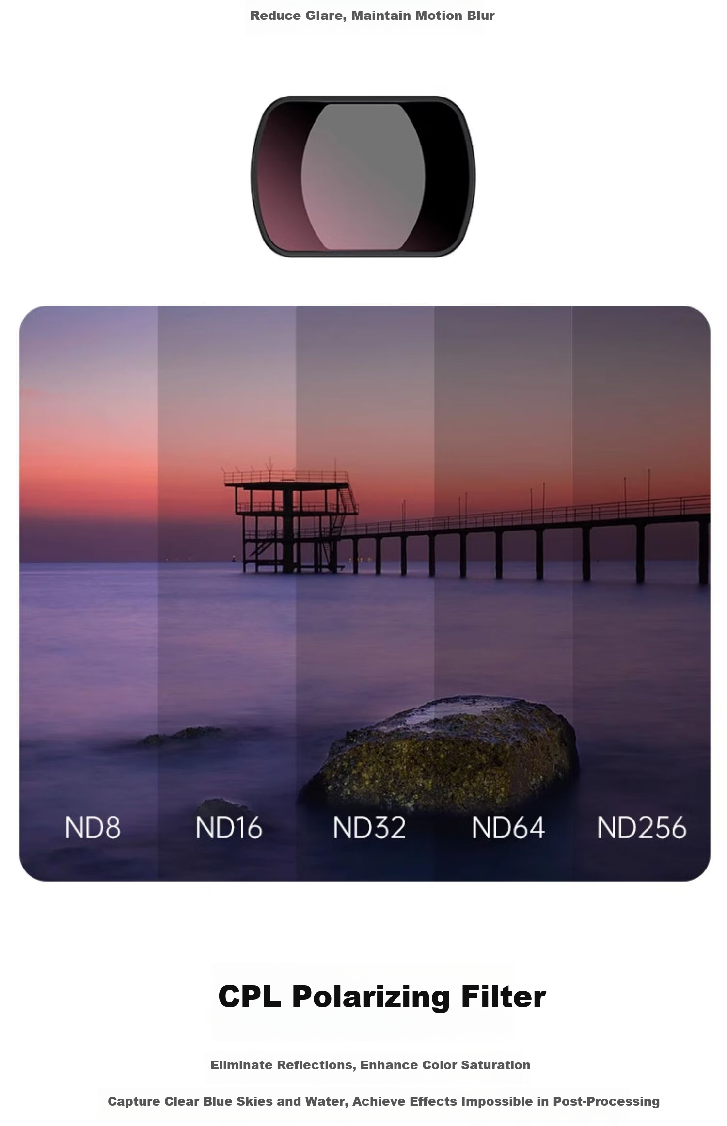 JJC DJI Pocket 4 Filter Kit Compatible with Pocket 3 CPL Polarizer Adjustable ND Neutral Density Soft Black Filter Accessories 7