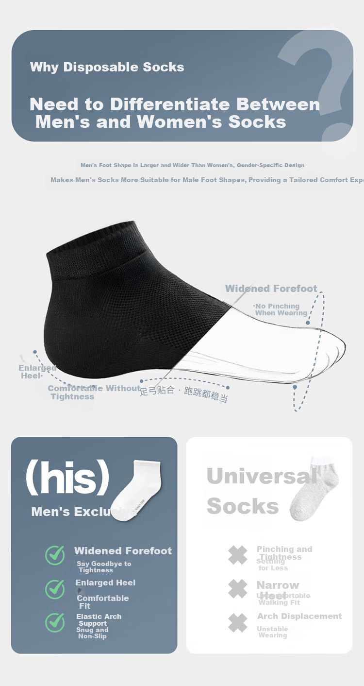 BANANA TRIP Disposable Men's Mid-Calf Socks [10A Antibacterial] Cotton Winter Daily Use Vacuum Compressed Gray 6 Pairs 3