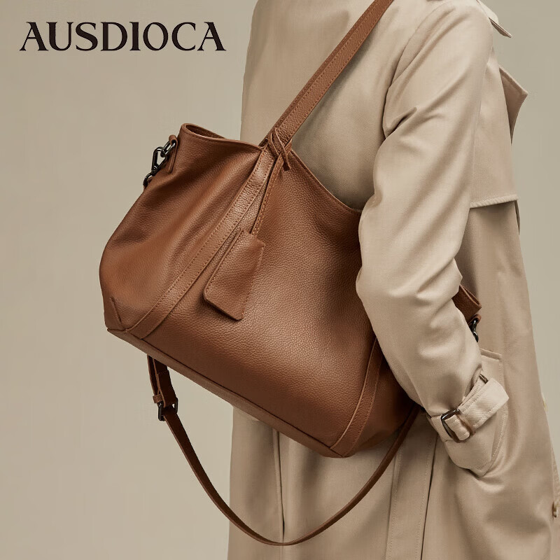 AudiJia Genuine Leather Tote Bag for Women 2026 New Handbag Commuter Shoulder Bag Crossbody Mom Bag Birthday Gift