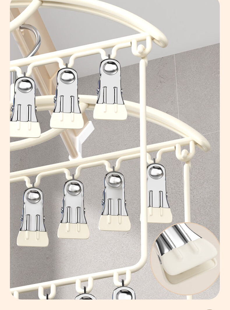 BingYouDuo Multi-Clip Baby Hanger Newborn Socks Hat Bib Drying Rack Wardrobe Storage Organizer 3
