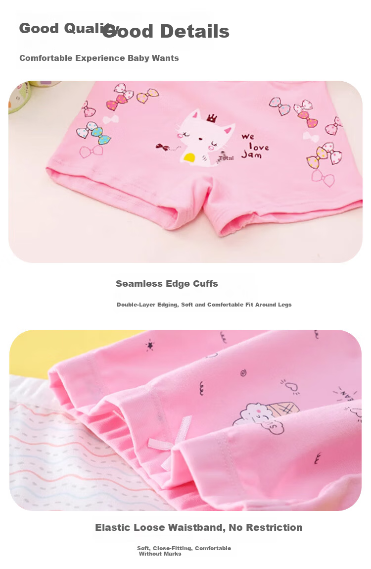 9i9 Kids Girls Boxer Briefs Children's Four-Point Shorts Baby Cotton A-Class F7 Cat Pattern 5-Pack L 9