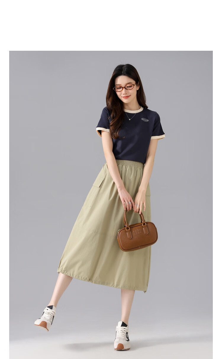 Demana Antibacterial Anti-Mite Summer Ice Algae Mud Outdoor Workwear Style Elastic Waist Drawstring Slimming High-End Women's Skirt 6