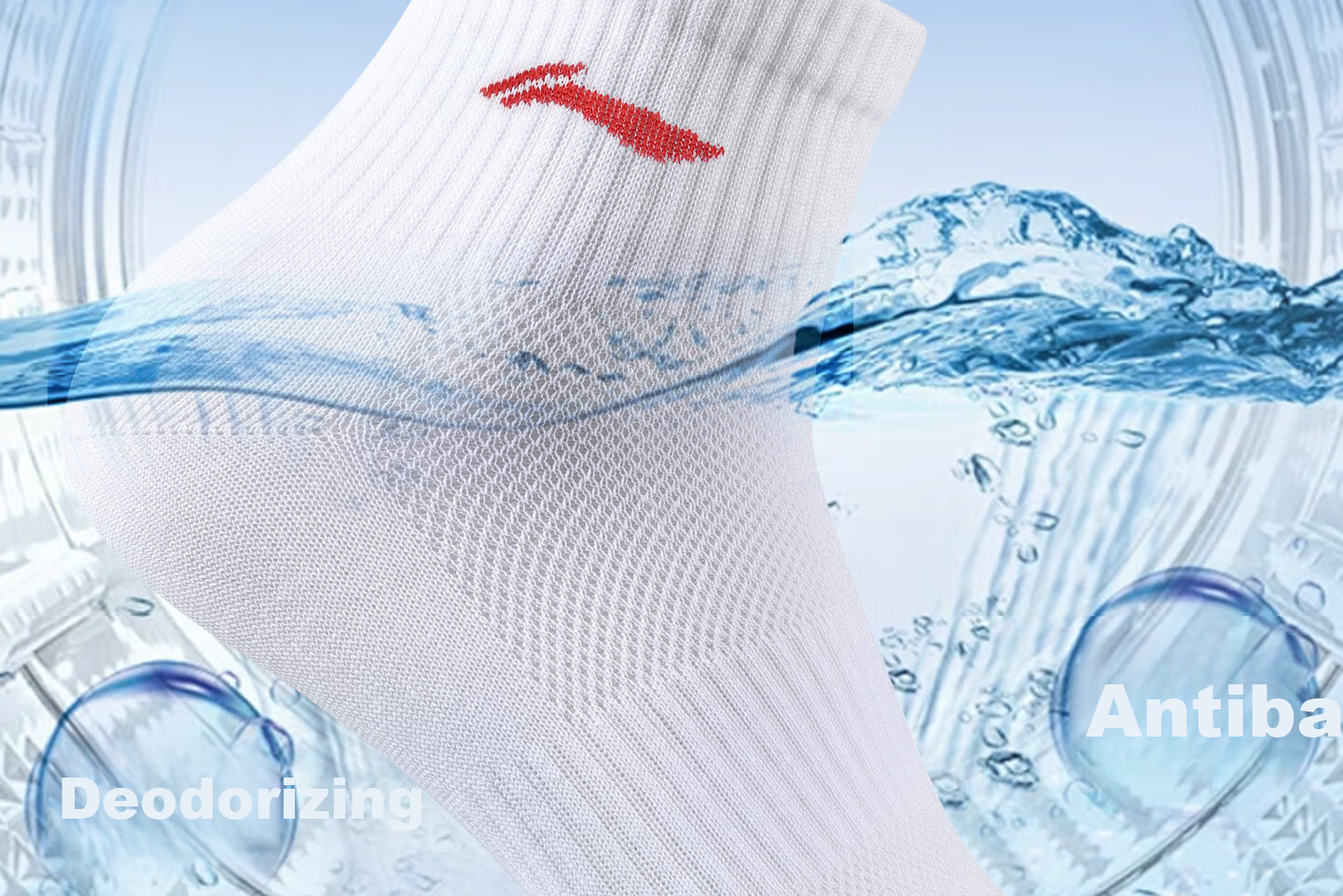 Li-Ning 3 Pairs Short Sports Socks Unisex Running Socks Summer Youth Cotton Sweat-Absorbent Breathable White XL 35
