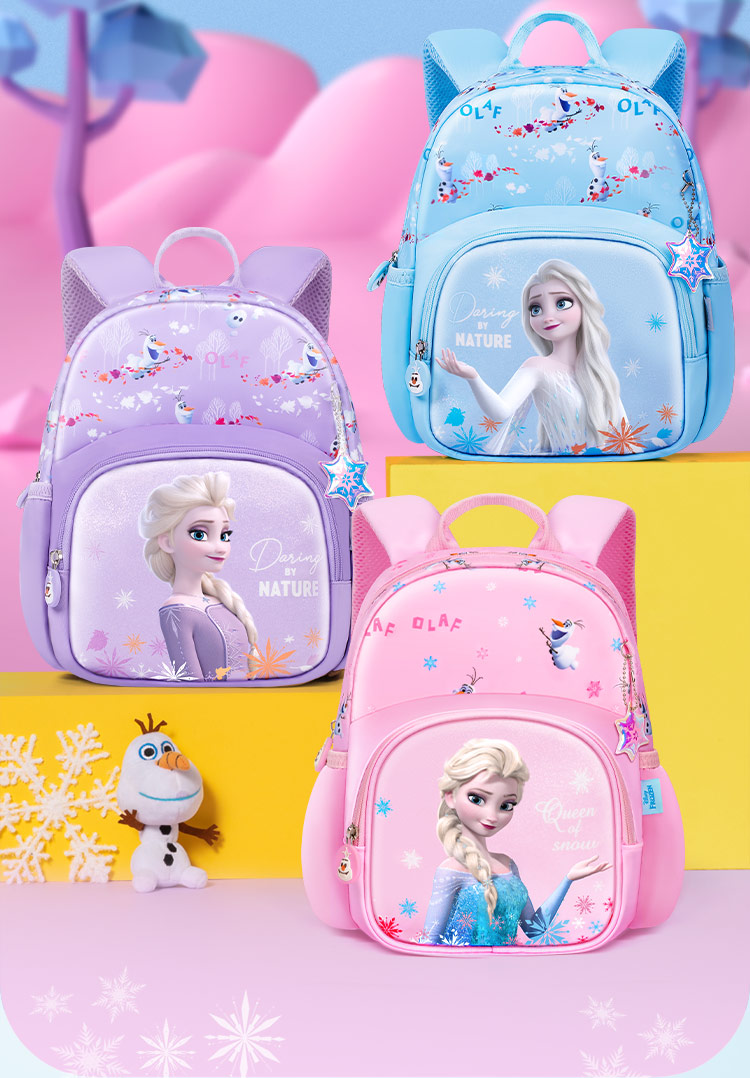 Disney Children's Backpack for Kindergarten Ages 3-6, Junior And Senior Classes, Ultra-Light Cute Girl's Small Backpack, Elsa Princess Blue 3