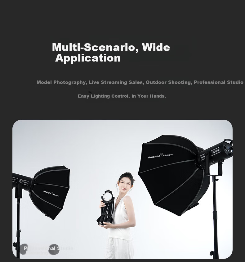 AMBITFUL Zhijie Octagonal Softbox FS80pro Bowens Mount Quick Install Handheld Portable Video Flash Hot Shoe Soft Light Diffuser 5