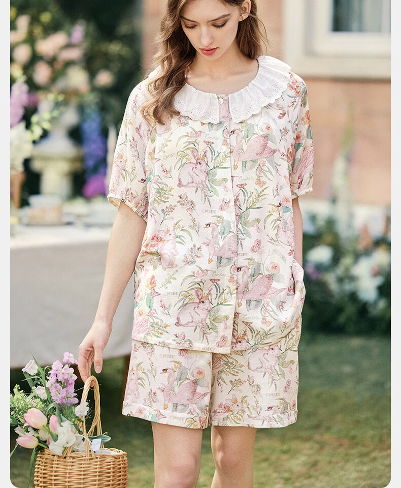 EMXEE Spring And Autumn Maternity Wear, Nursing Pajamas for Pregnant Women, Postpartum Elastic Silk Cotton Breathable Comfortable Summer Thin Loungewear Size L 26