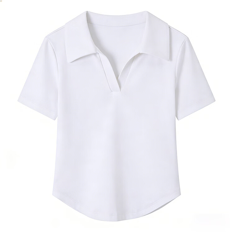 Woodpecker Pure Cotton Polo Collar Short Sleeve T-Shirt Women Summer Regular Shoulder Turn-down Collar Slim Fit Short Base Half Sleeve Top White M 6