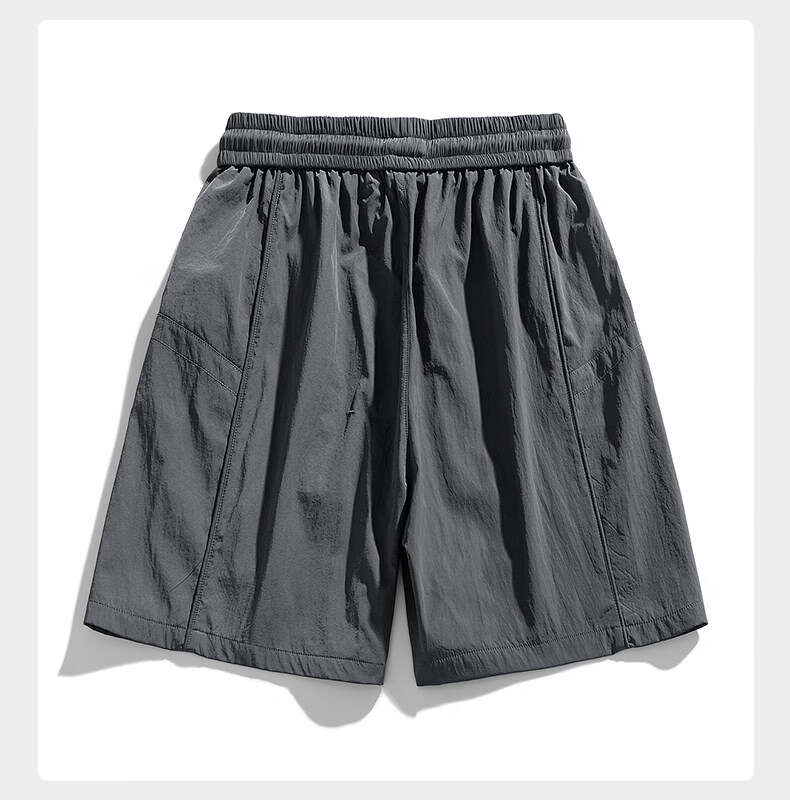Wassup Sohot Minimalist Workwear Shorts Men's Summer Japanese Outdoor Beach Solid Color Five-Point Casual Pants Dark Night Black XL 12