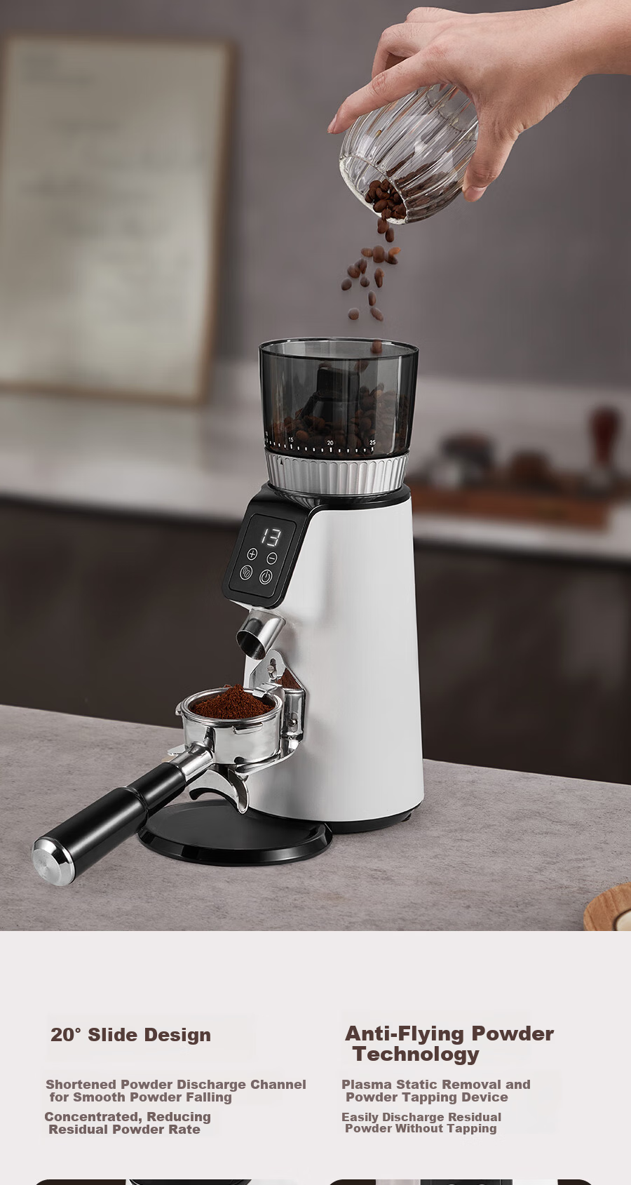 AEOMJK Automatic Electric Coffee Bean Grinder 25-Level Adjustable Home and Commercial Grinder with Commercial Blade G004 9