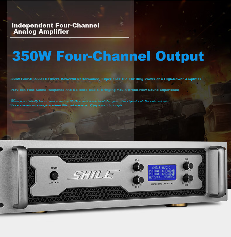 SHILE Professional Pure Power Amplifier Four-Channel AV Amplifier Stage Performance Wedding Event Conference Room Multi-Function Hall Power Amplifier H-4 3