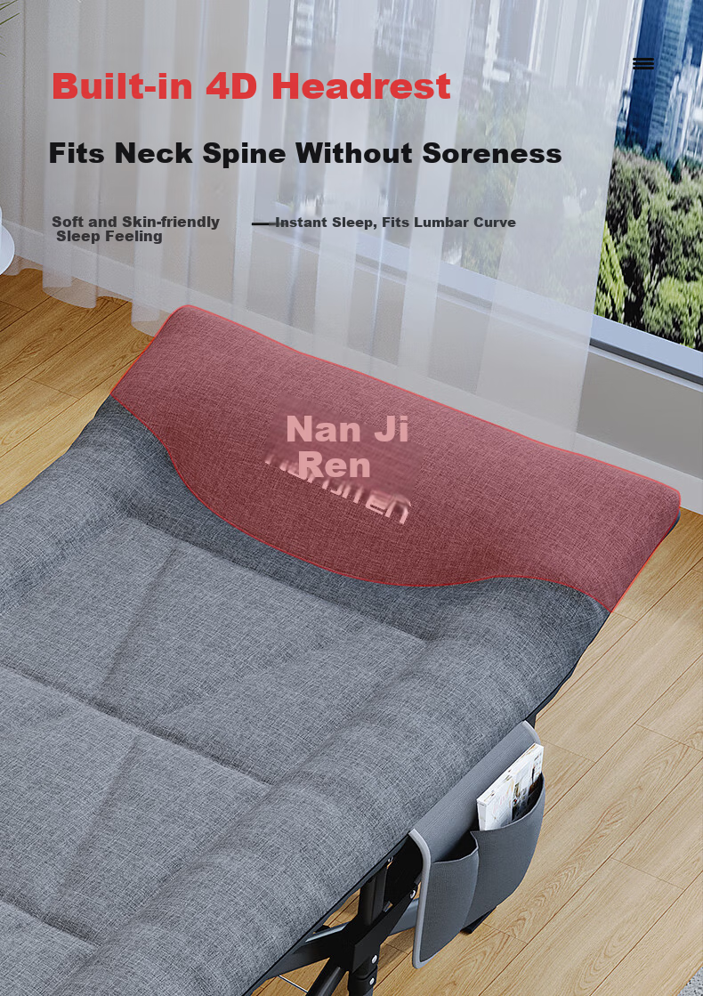 Nanjiren Folding Single Bed Office Nap Adjustable Head Ten-Leg Bed 7
