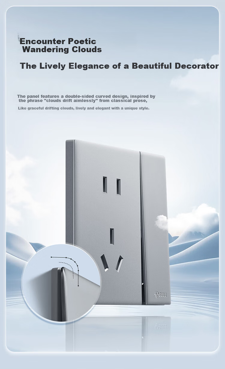 BULL G60 Series 2-Gang Cat6 Computer and TV Socket Ultra-Thin Panel G60T223 Moon Shadow Gray 2