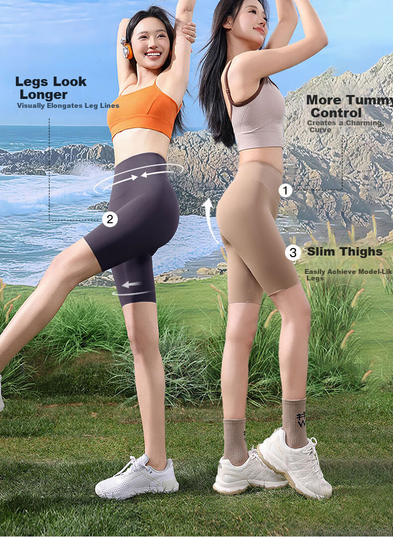 Miiow Shark Pants Women's 2026 New Summer Thin Yoga Pants Ice Silk Five-Point Cycling Fitness Leggings Shorts 8