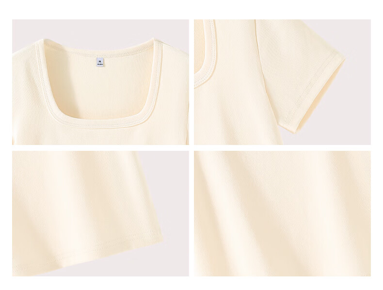 TonLion Women's Short Sleeve Square Neck Slim Fit Shoulder T-Shirt Summer New Short Top for Petite Women 3