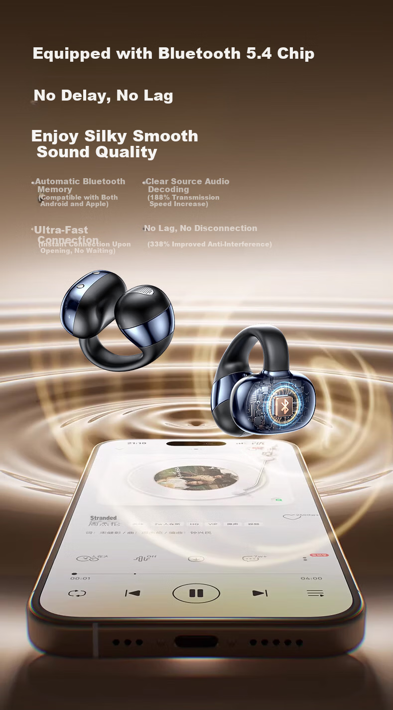 LINGCHEN 2026 Latest Harman Kardon Level Bluetooth Clip-On Bone Conduction Open-Ear Sports Running Wireless Ear-Hook AI Noise Cancelling Long Battery Life Earphones 14