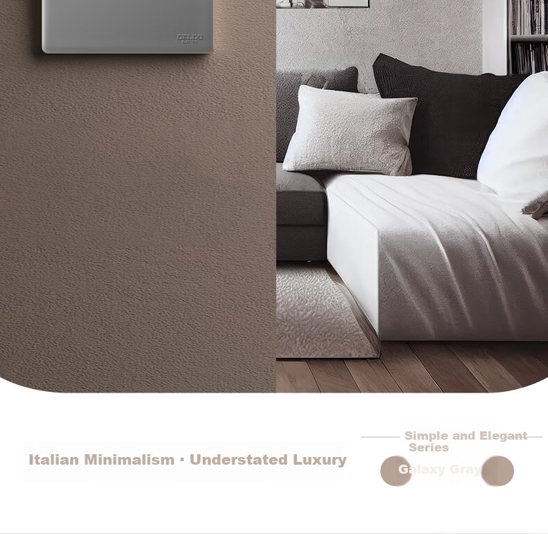 DELIXI 86-Type Ultra-Thin Matte Large Panel 260 Galaxy Gray Single-Gang Single-Control Switch Socket Panel 17