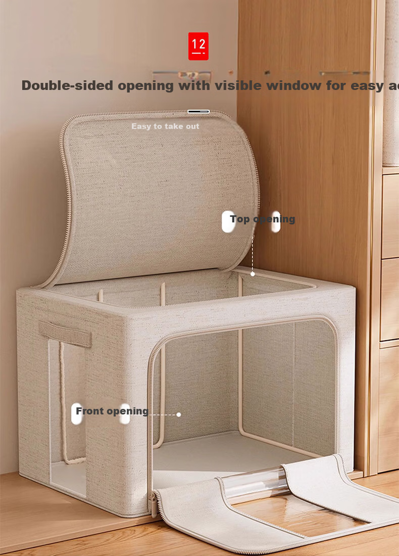 Zhifan Japanese Tianshan Cotton Linen Storage Box Clothes Storage Bin Wardrobe Quilt Organizer Household Foldable Storage Box 18