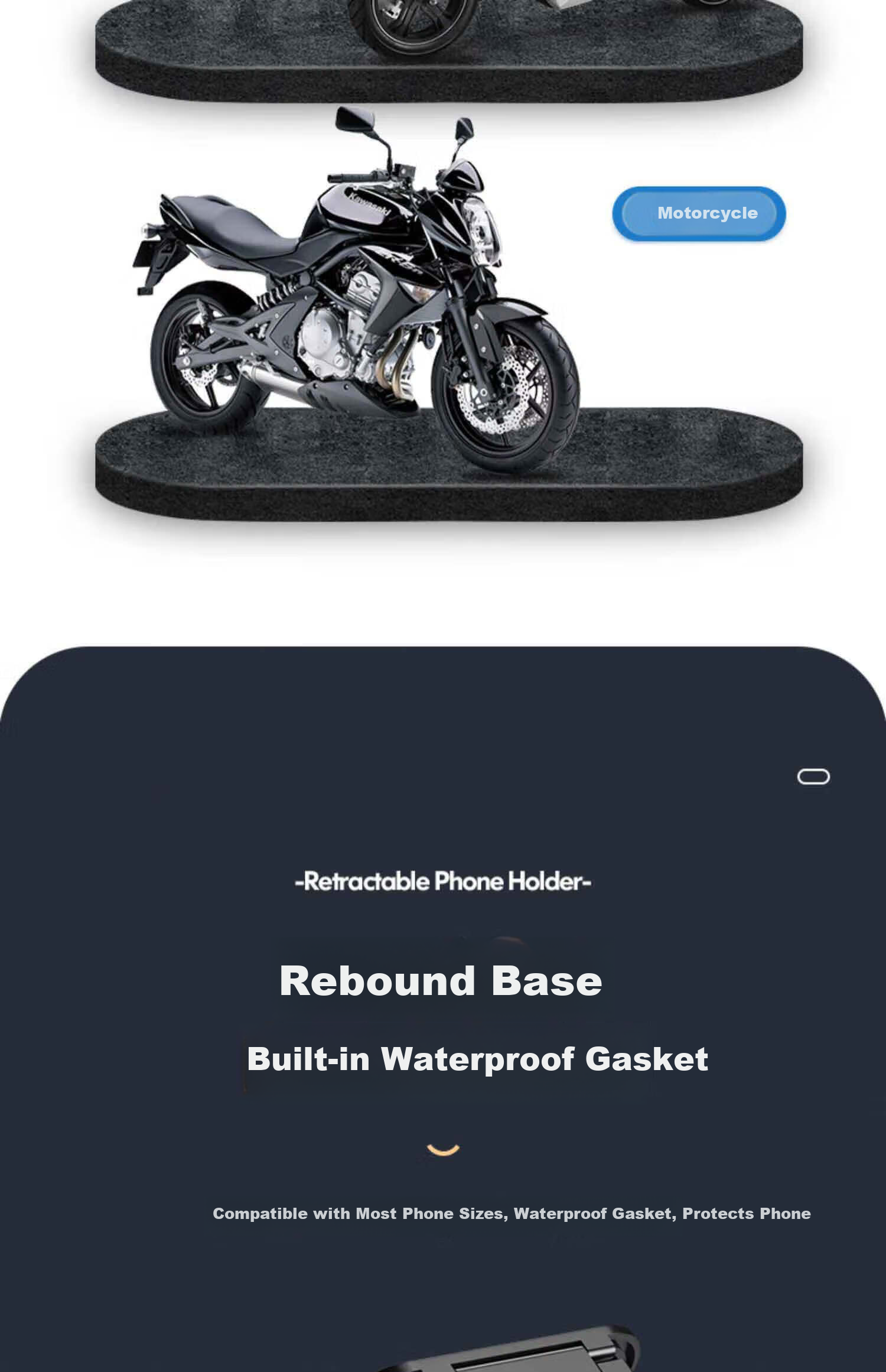 Kylie Waterproof 360° Adjustable Mobile Phone Holder for Electric Motorcycle Bicycle Handlebar, Rainproof and Shockproof 14