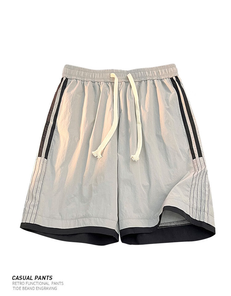CLOR Men's Summer Ice Silk Loose Casual Sports Shorts Thin Beach Five-Point Pants DK01 Light Blue XL 6