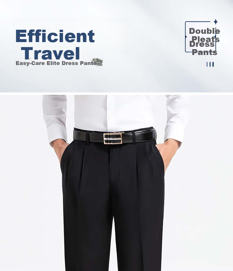 Langdeng Business Men's Formal Dress Pants Spring Autumn New Easy-Care Straight Slim Fit Commuter Suit Trousers for Men 2