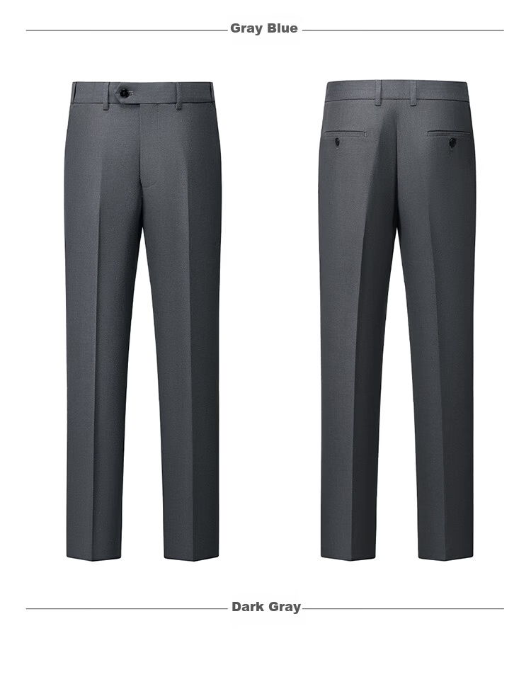 ROMON Men's Slim Fit Wool Suit Set with Blazer, Vest, and Trousers, Black, 3XL 11
