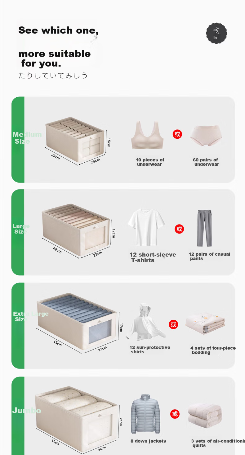 Zhifan Japanese Clothing Storage Box Household Fabric Foldable Organizer for Clothes and Pants Wardrobe Layer Divider 6