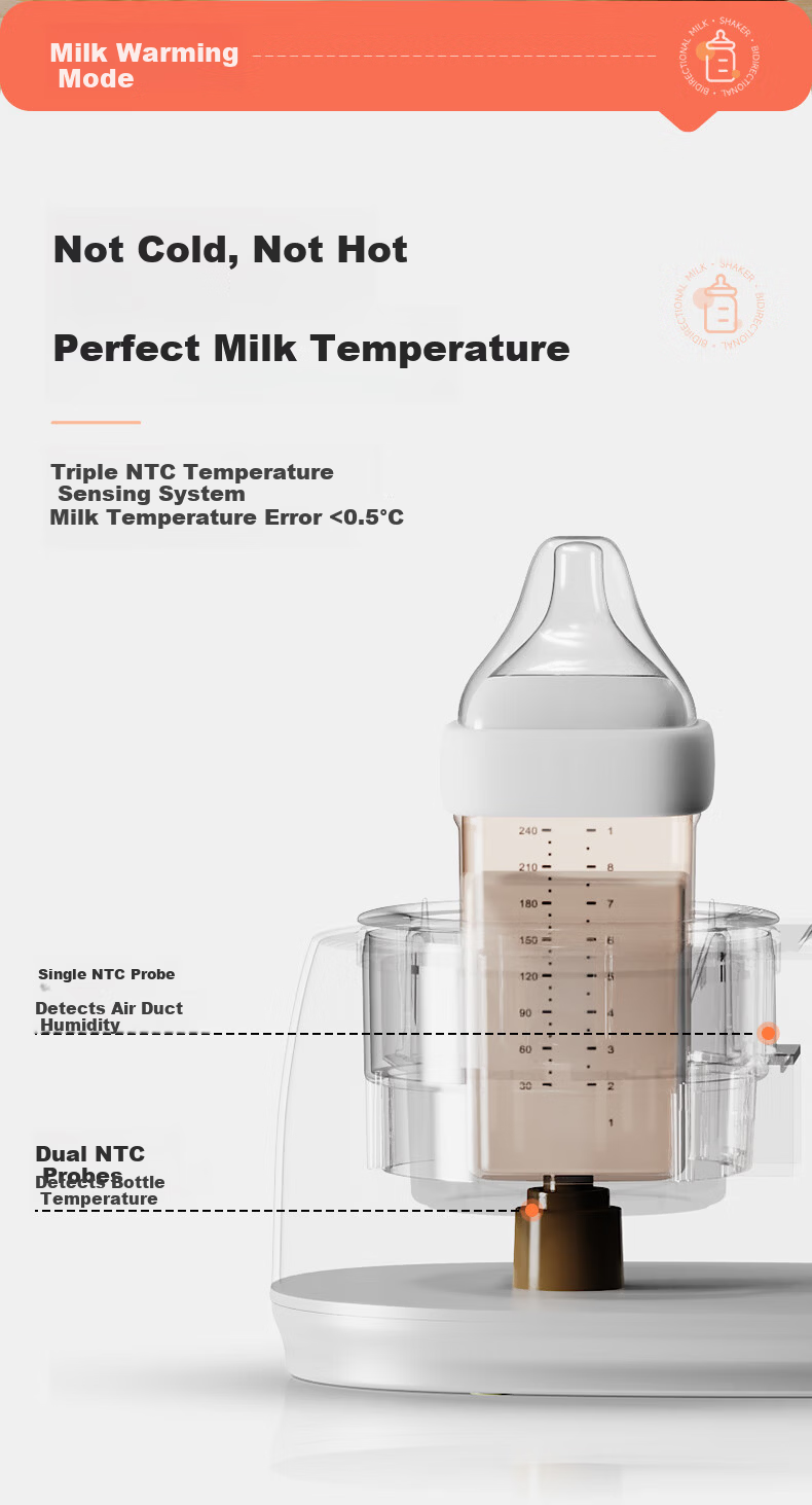 Canbo Baby Bottle Warmer and Milk Mixer 2-in-1 Automatic Milk Preparation and Heating Device Waterless Infant Milk Warmer 8