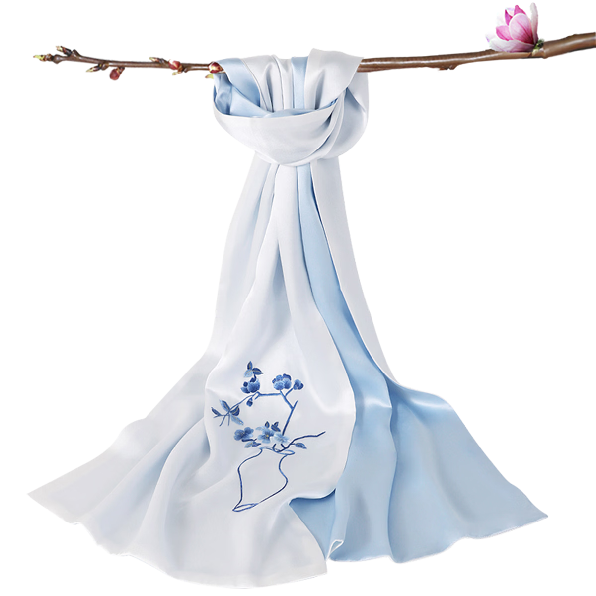 Zhijinlou Silk Scarf for Women, Mulberry Silk Suzhou Handmade Embroidery Shawl, Gift, Suzhou Embroidery Silk Wrap, Birthday Present